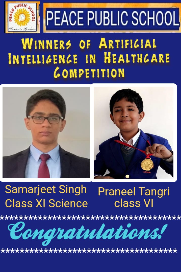 Winners of Artificial Intelligence in Healthcare Competition held by St. John's High School, Chandigarh